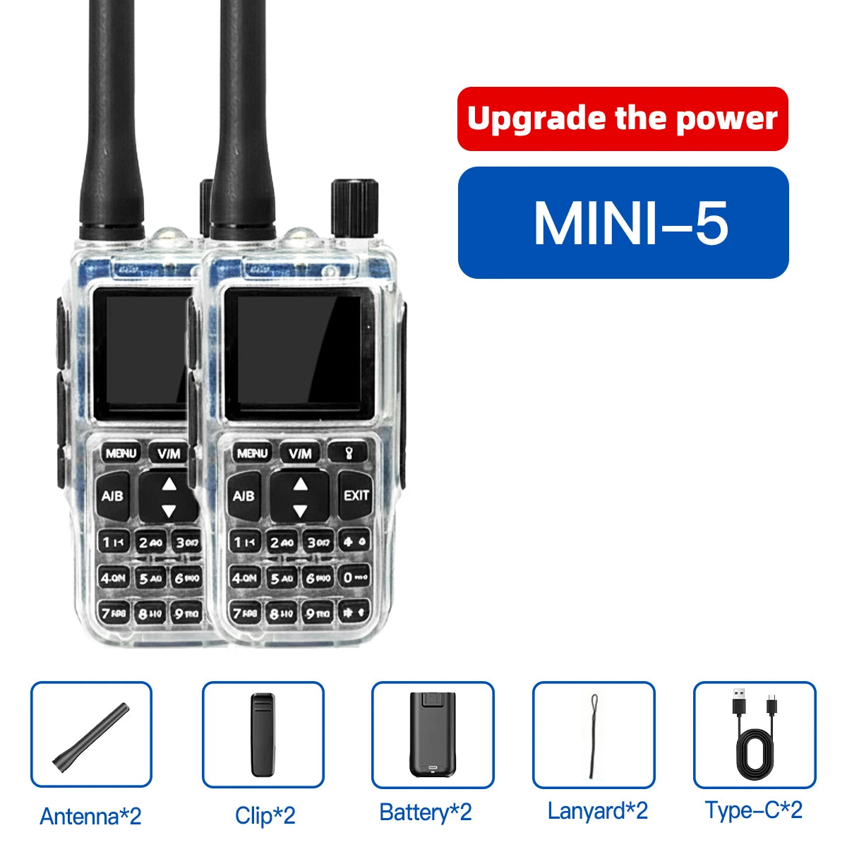 Talkie-Walkie Baofeng MINI-5 – Programmation Bluetooth, 999 Canaux, USB-C, Double PTT