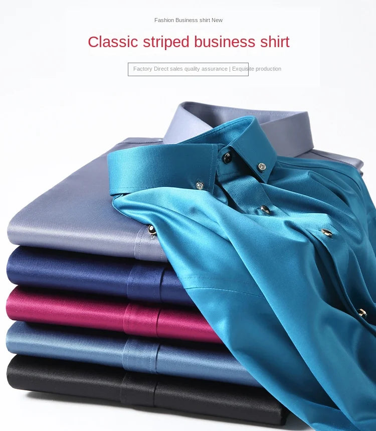 Chemise Homme de Qualité, Manches Longues, Élastique, Confortable et Anti-Retouche – Chemise Business Slim Fit Coréenne BLACKBEARD OUTDOOR INDUSTRIES