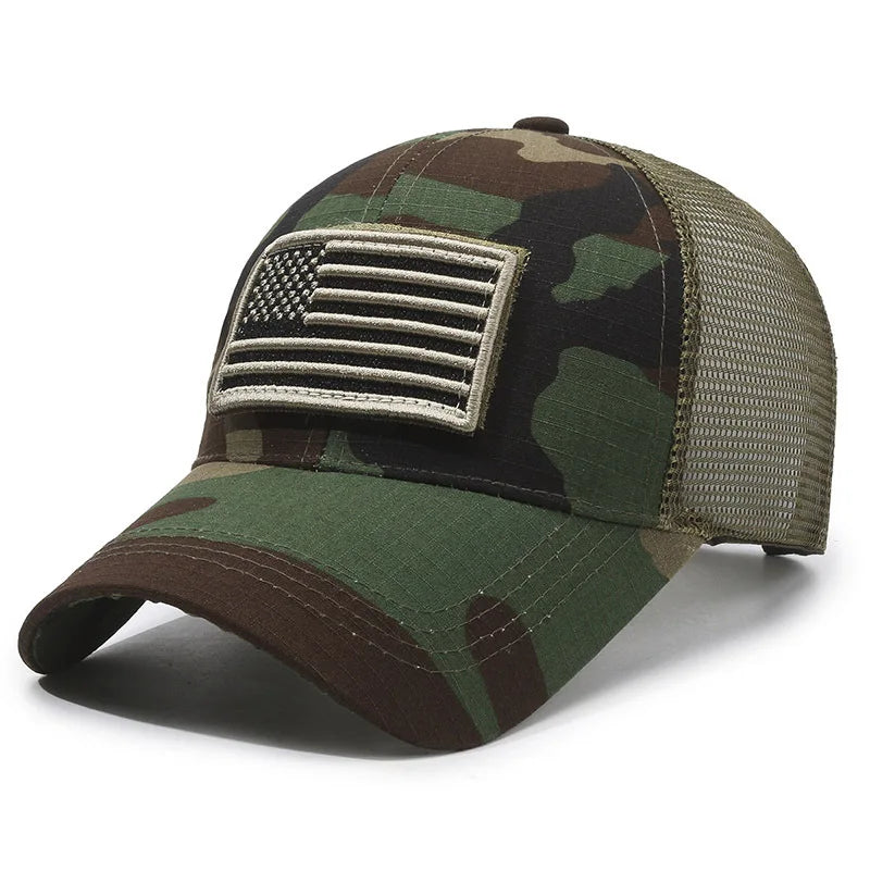 Casquette Baseball Drapeau Américain Brodé – Camouflage Respirante Unisexe | 14 Coloris - BLACKBEARD OUTDOOR INDUSTRIES