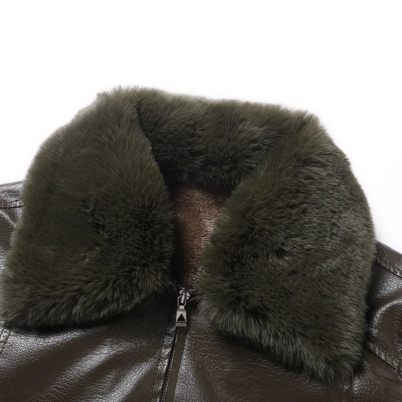 YJKVUR Men's Fleece-Lined Warm Faux Leather Jacket Waterproof Windproof Autumn Winter New Arrival Man Motorcycle Stylish Coat ﻿ BLACKBEARD OUTDOOR INDUSTRIES