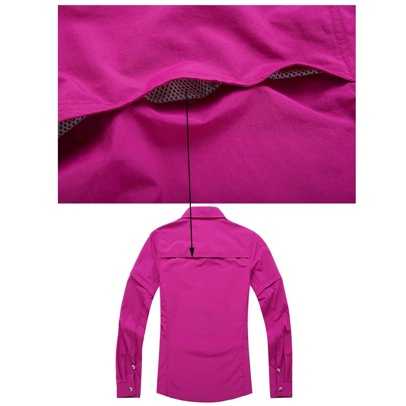 Chemise Randonnée Femme TRVLWEGO – Manches Amovibles UPF50+ Séchage Rapide Anti-Moustiques