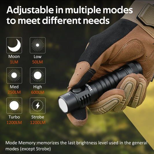 Wurkkos FC11C – Lampe Torche EDC 18650 Nichia 519A, 1200 lm, IP68, Rechargeable USB-C, Queue Magnétique