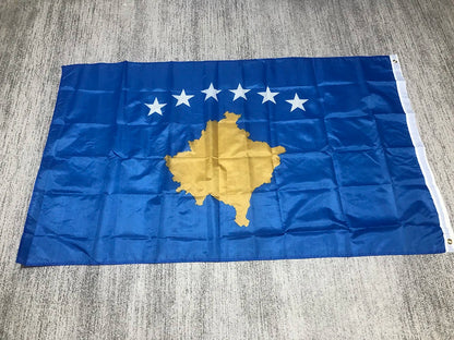 Drapeau du Kosovo 90x150 cm (3x5 ft) - Imprimé Polyester - Bannières à Pénétration Double - Drapeau Suspendu pour Décoration BLACKBEARD OUTDOOR INDUSTRIES