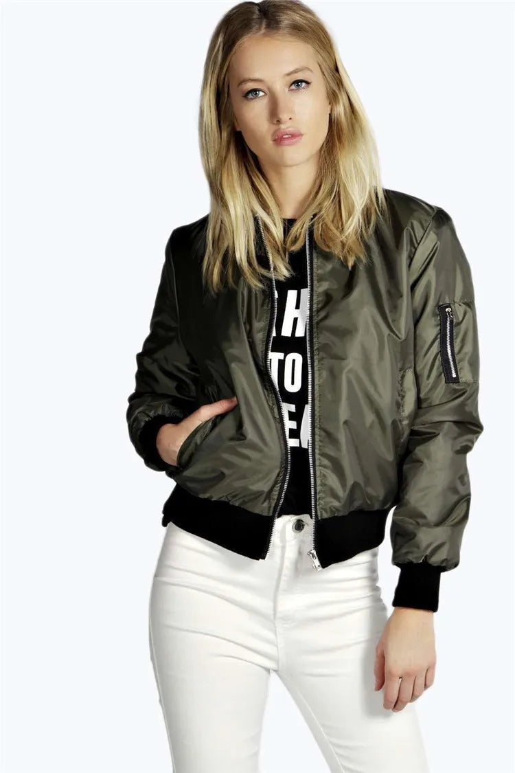 Blouson Bomber Court Femme – Style Vintage Col Rond Fermeture Zip - BLACKBEARD OUTDOOR INDUSTRIES