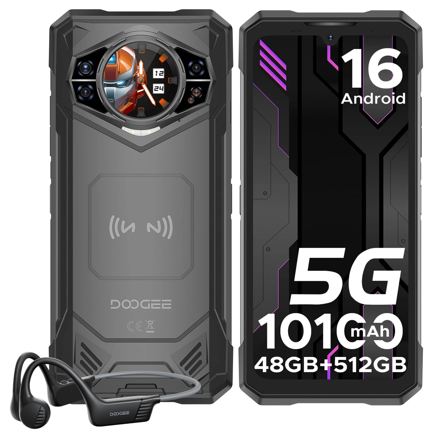 Smartphone Incassable 5G 10100mAh 512Go Android 16 DOOGEE S200