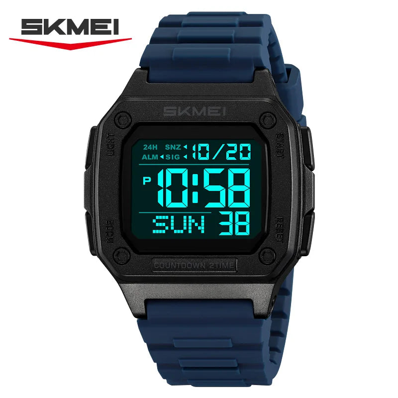 Montre digitale homme sport avec alarme et LED