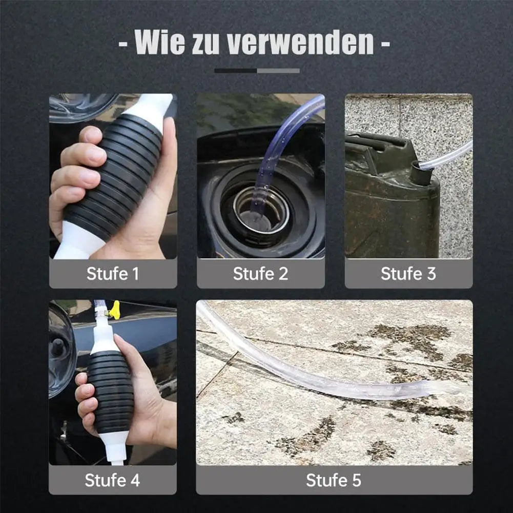 Pompe Manuelle de Transfert Multifonction – Pompe à Carburant, Huile, Eau, Diesel, Nettoyeur Liquide avec Colliers Métalliques Antifuite - BLACKBEARD OUTDOOR INDUSTRIES