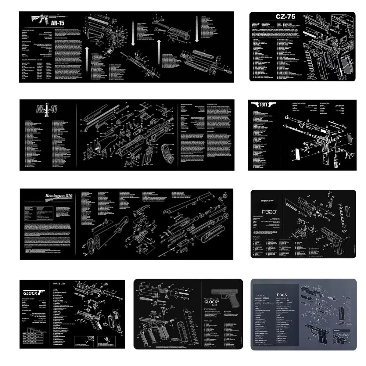 Tapis de Nettoyage pour Arme | Tapis Souris Multi-Armes – AR15, AK47, Remington 870, Glock, CZ75, P226, 1911… - BLACKBEARD OUTDOOR INDUSTRIES