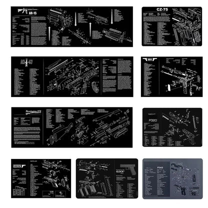 Tapis de Nettoyage pour Arme | Tapis Souris Multi-Armes – AR15, AK47, Remington 870, Glock, CZ75, P226, 1911… - BLACKBEARD OUTDOOR INDUSTRIES