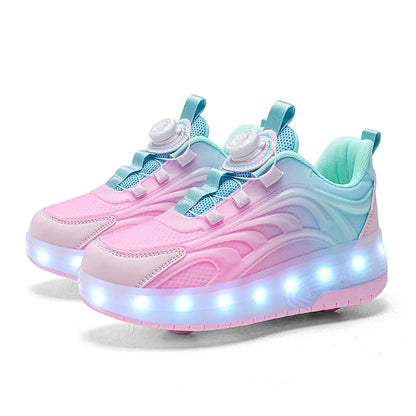 Baskets LED Enfant 2 Roues Lumineuses – Chaussures à Roulettes Recharge USB Unisexe