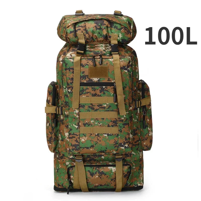 Sac à Dos Alpinisme Tactique 80L/100L Extensible – Randonnée, Camping, Voyage