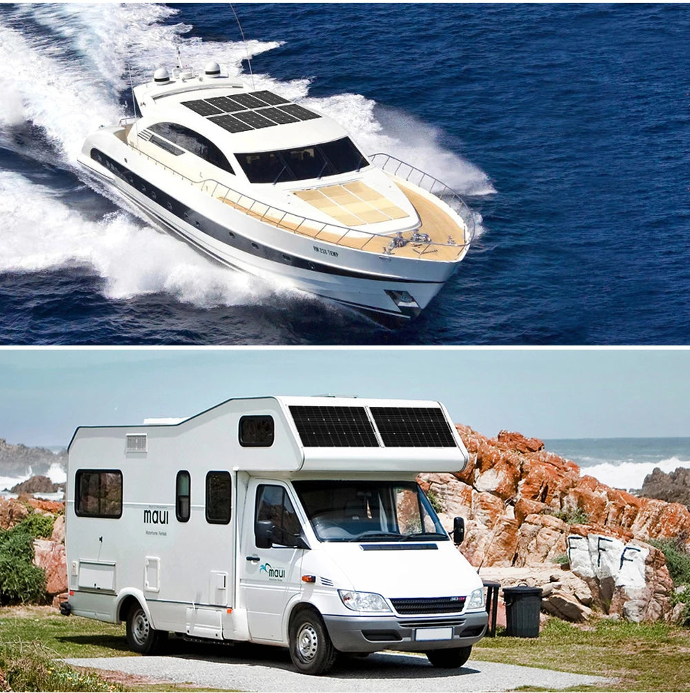 DOKIO Flexible Solar Panel 100W - Monocrystalline Silicon, 18V - Idéal pour Camping RV - BLACKBEARD OUTDOOR INDUSTRIES