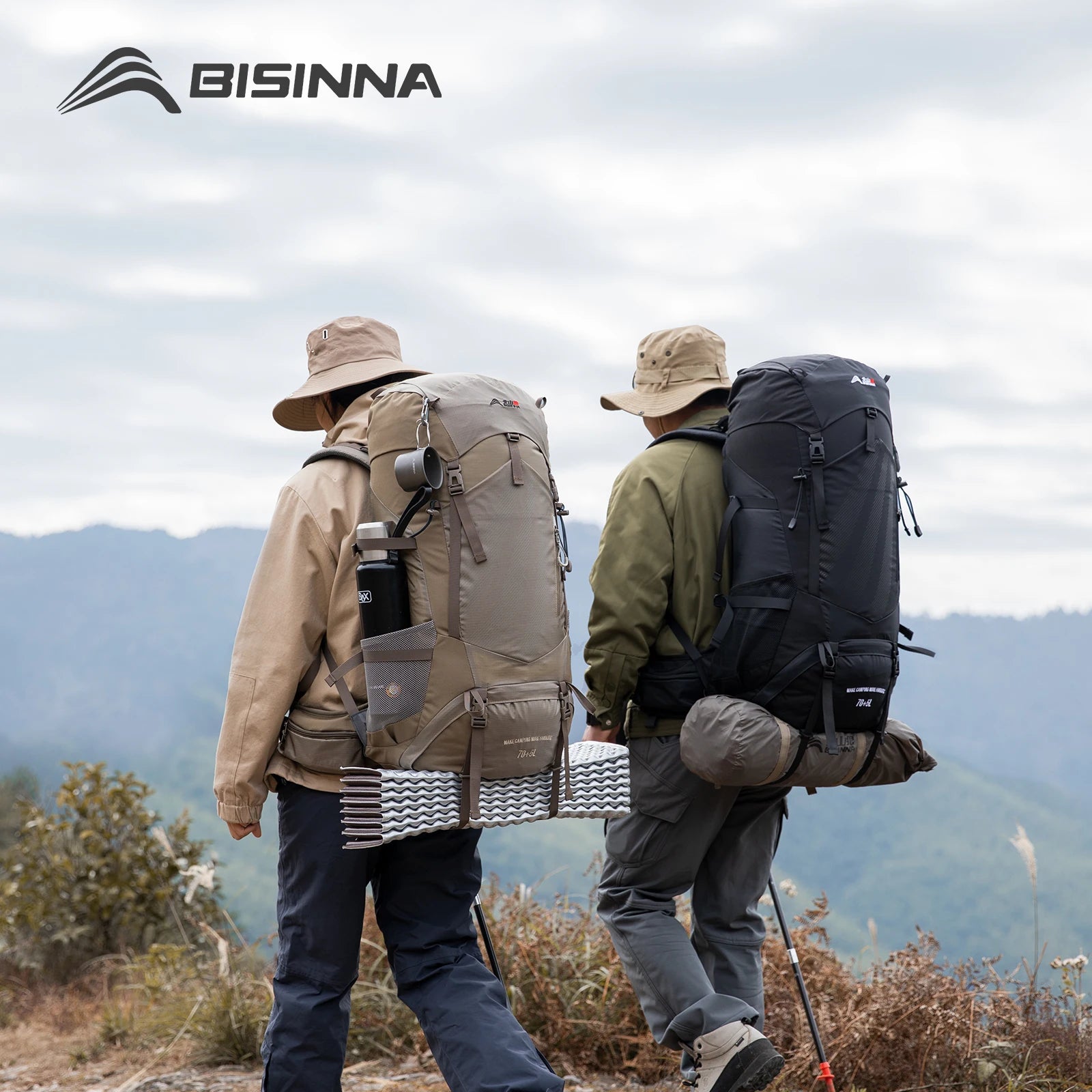 BISINNA Sac à Dos de Randonnée 70L – Avec Housse de Pluie Intégrée - BLACKBEARD OUTDOOR INDUSTRIES