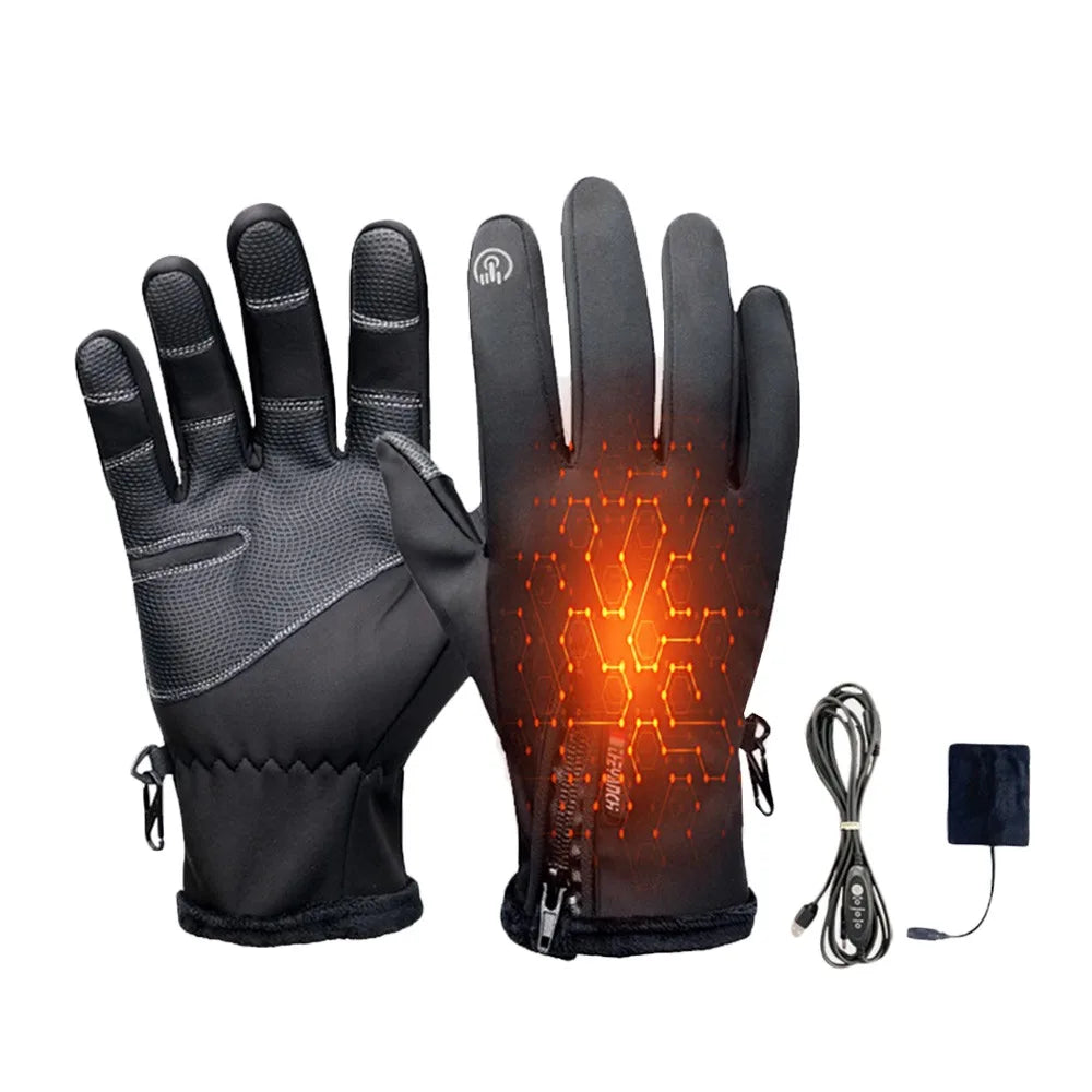 Gants chauffants USB tactiles, coupe-vent et ajustables