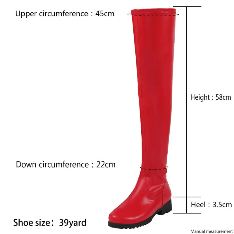 Cuissardes femme simili cuir imperméables à talon bas