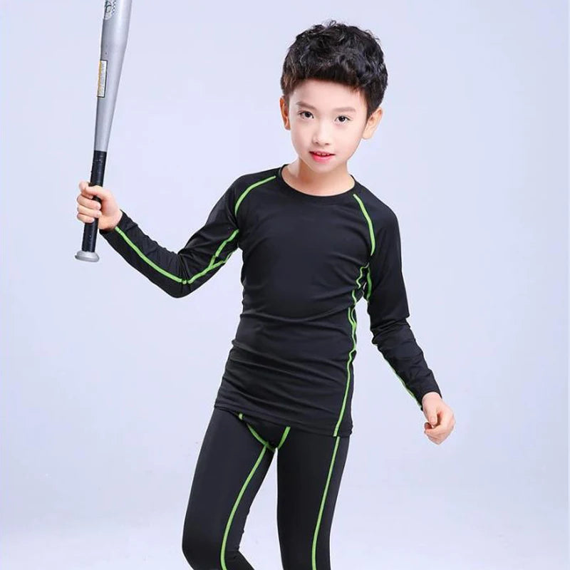 Tenue Sport Enfant Compression – Maillot Manches Longues Séchage Rapide