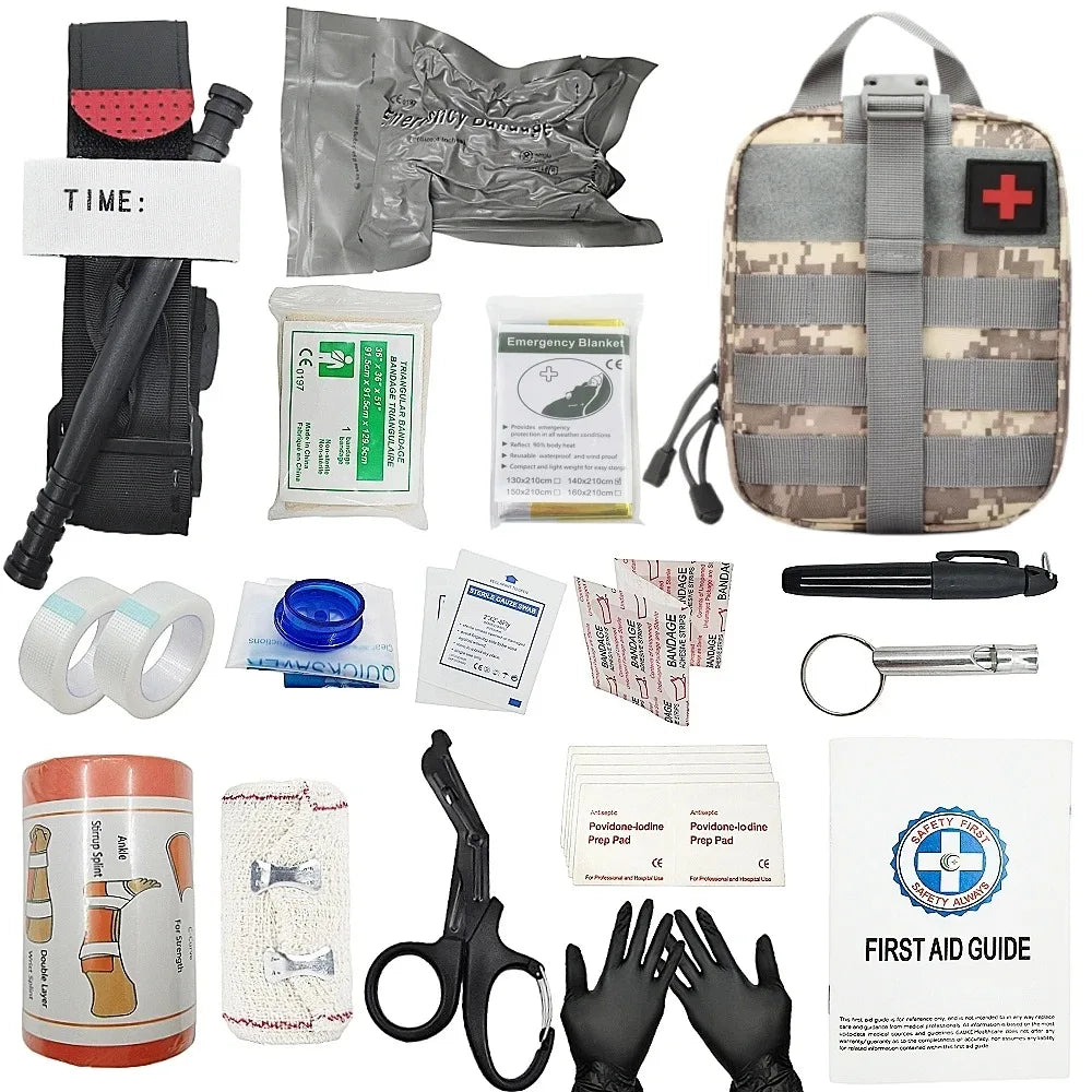 Trousse de Secours Tactique IFAK 16 Pièces - Garrot, Pochette MOLLE