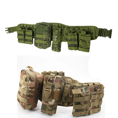 Kit Ceinture Tactique MOLLE Multifonction + Sacoche de Taille – Oxford 900D Camouflage