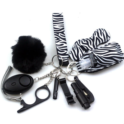 Kit porte-clés de sécurité femme 10 pièces avec dragonne