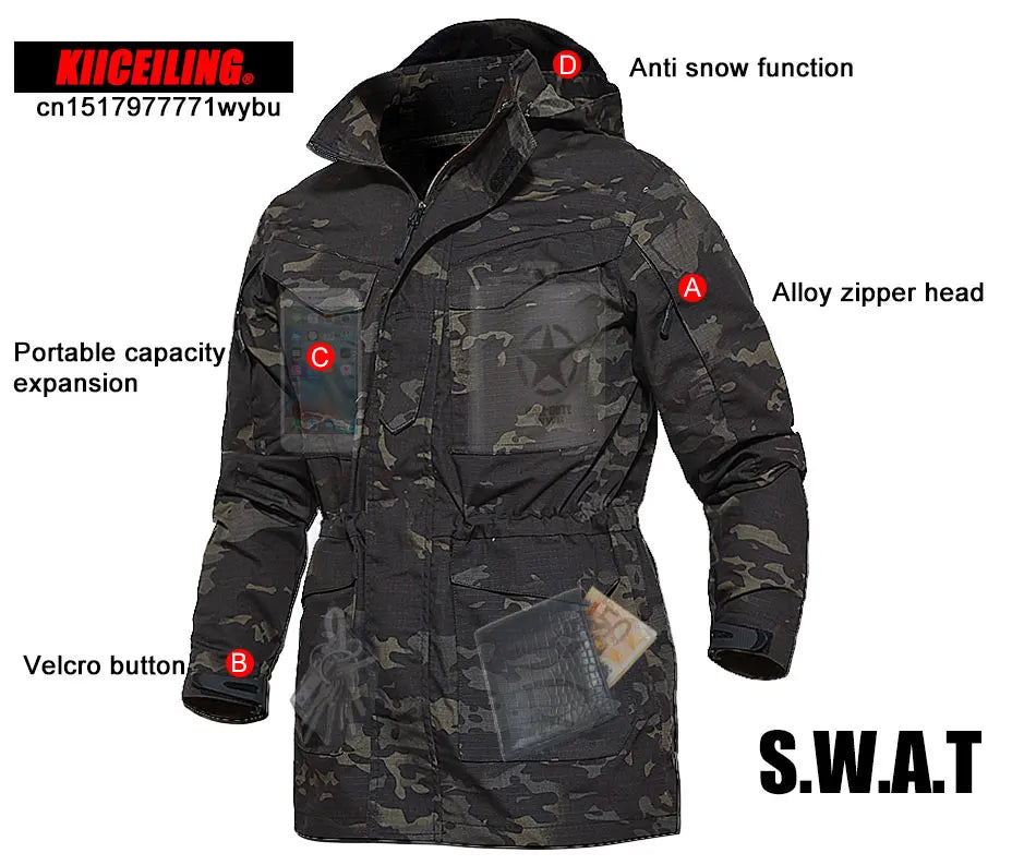 Veste Tactique M65 Multicam – KIICEILING Imperméable, Coupe-Vent, Camouflage Militaire | Hommes & Femmes - BLACKBEARD OUTDOOR INDUSTRIES