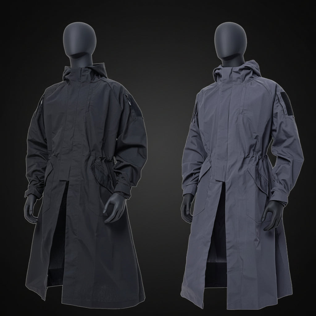 Manteau tactique à capuche homme : trench long coupe-vent en coton-polyester - BLACKBEARD OUTDOOR INDUSTRIES