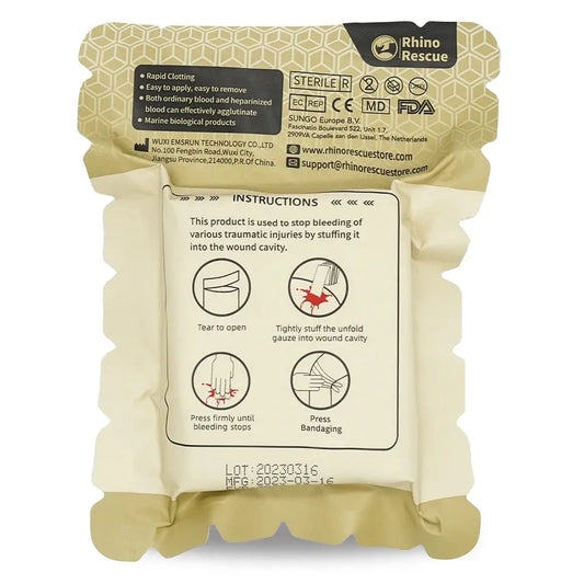 Gaze Hémostatique au Chitosane – RHINO RESCUE – 7,5 cm x 150 cm Ma boutique