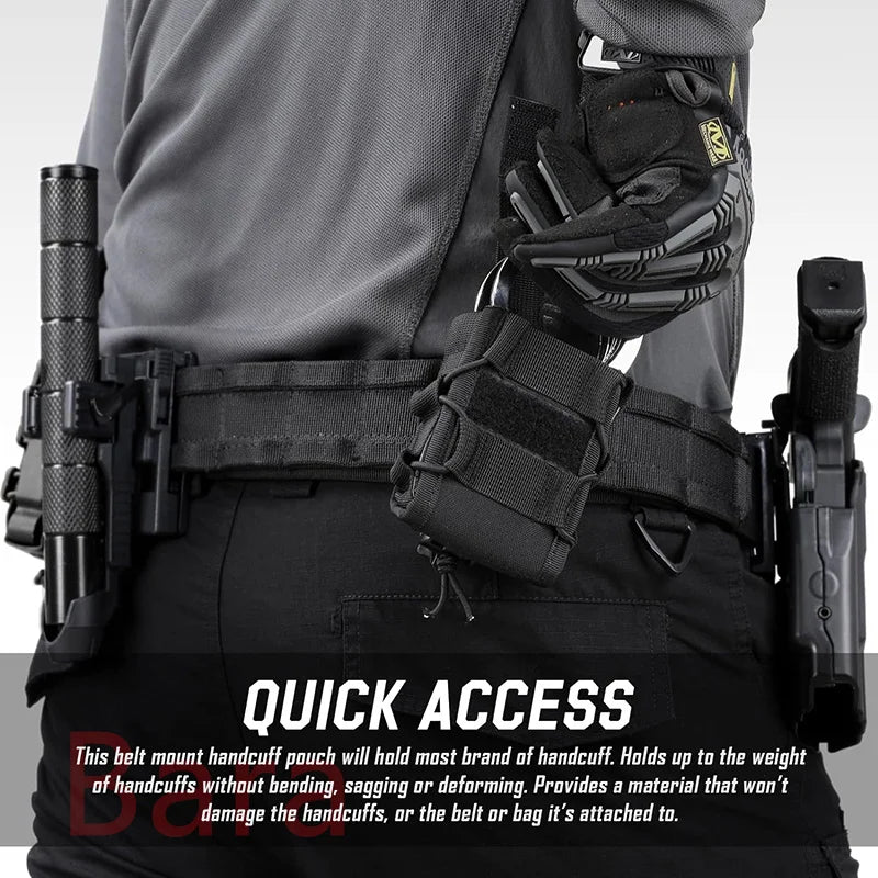 Pochette Tactique pour Menottes Ouvertes avec Clip et Sangle – Étui de Ceinture pour Menottes Asp, Menottes à Charnière, Menottes à Chaîne et Menottes Rigides Pliantes - BLACKBEARD OUTDOOR INDUSTRIES