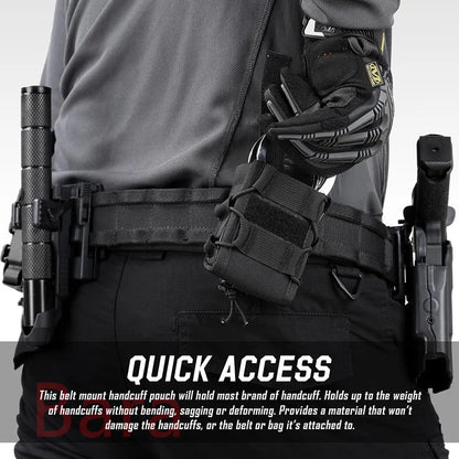 Pochette Tactique pour Menottes Ouvertes avec Clip et Sangle – Étui de Ceinture pour Menottes Asp, Menottes à Charnière, Menottes à Chaîne et Menottes Rigides Pliantes - BLACKBEARD OUTDOOR INDUSTRIES