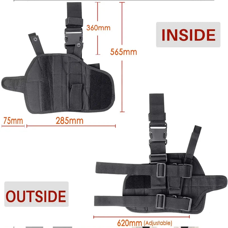 Holster Cuisse Universel Drop Leg – Glock 17, M9, P226, CZ 75, Révolver | Polyester 600D, Réglable | Droitier & Gaucher | Noir, Vert, Tan - BLACKBEARD OUTDOOR INDUSTRIES