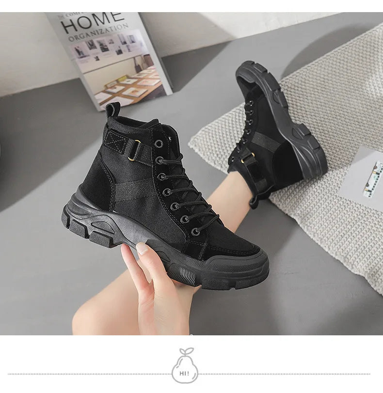 Bottines Femme en Toile – Style Désert & Moto – Hautes, Plates et Tendance – UXST - BLACKBEARD OUTDOOR INDUSTRIES