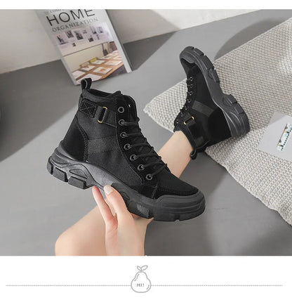 Bottines Femme en Toile – Style Désert & Moto – Hautes, Plates et Tendance – UXST - BLACKBEARD OUTDOOR INDUSTRIES