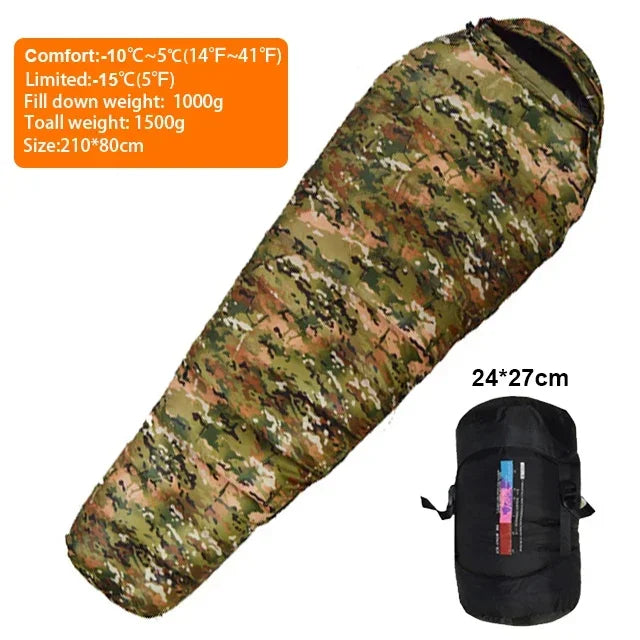 Sac de Couchage Mummy Duvet de Canard Blanc – Ultraléger, Hiver -20°C, Camping & Randonnée