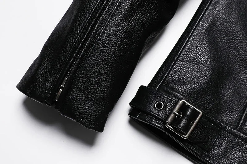 Blouson Homme Moto Classique en Cuir Véritable - BLACKBEARD OUTDOOR INDUSTRIES