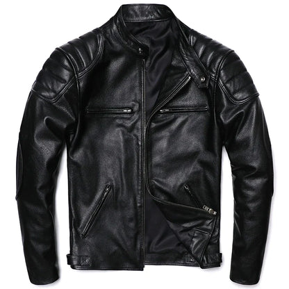 Blouson Homme Moto Classique en Cuir Véritable - BLACKBEARD OUTDOOR INDUSTRIES