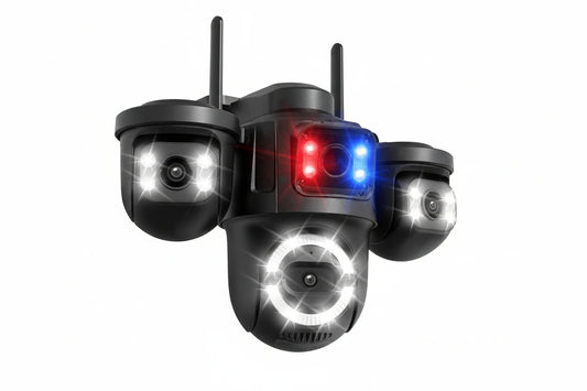 Caméra de surveillance WiFi extérieure PTZ à 3 objectifs