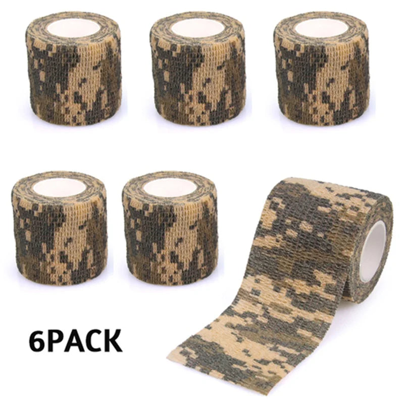 Lot de 6 Rouleaux de Bandes de Kinésiologie Camouflage – Bande Élastique de Soutien pour Coude et Genou - BLACKBEARD OUTDOOR INDUSTRIES