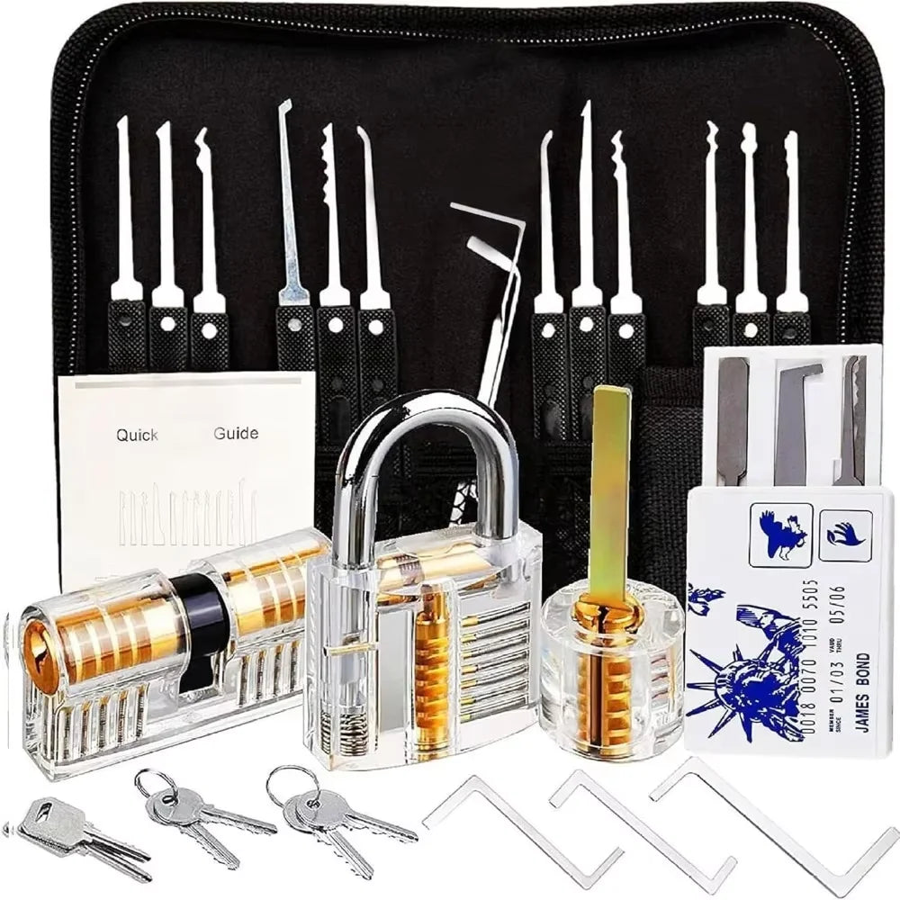 Kit de crochetage 12/18/24/32/33 pièces avec serrure transparente - BLACKBEARD OUTDOOR INDUSTRIES