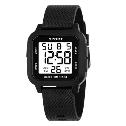 Montre digitale sport 45 mm – Style militaire & rétroéclairage LED