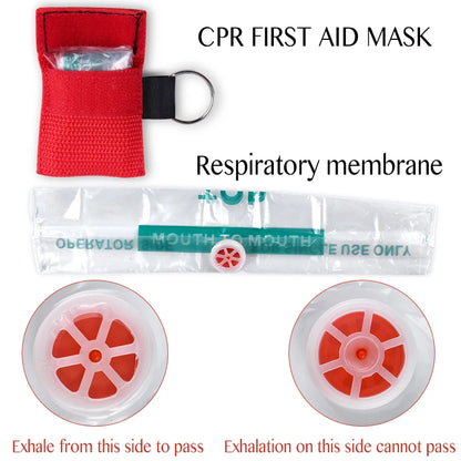 Masques bouche-à-bouche à valve avec pochette porte-clés – Lot de 50