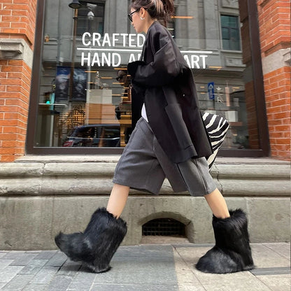 Bottes d’hiver femme fourrées en fausse fourrure