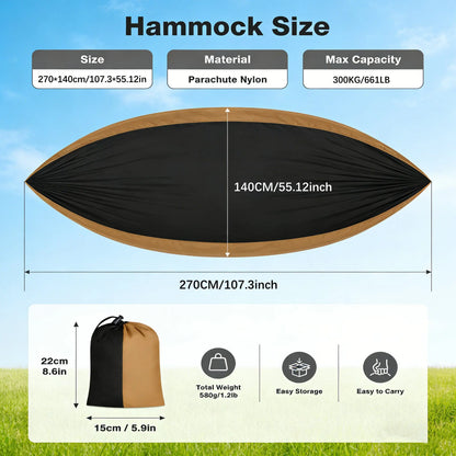 Hamac de Camping Nylon Léger avec Sangles – Portable Randonnée Voyage Jardin