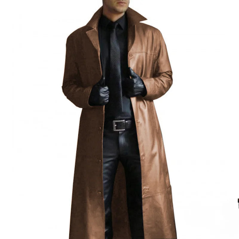 Trench long homme en simili cuir