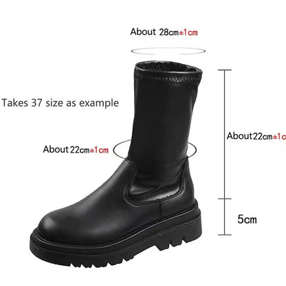Cuissardes femme simili cuir à talon plat