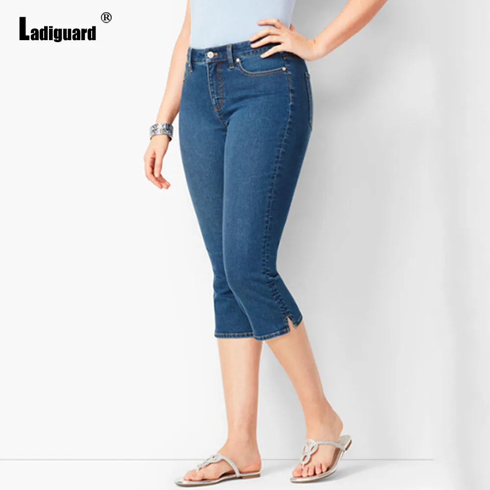 Jean Capri Femme Vintage Taille Haute – Grandes Tailles jusqu’au 3XL – Style Européen Mode Été 2025 - BLACKBEARD OUTDOOR INDUSTRIES
