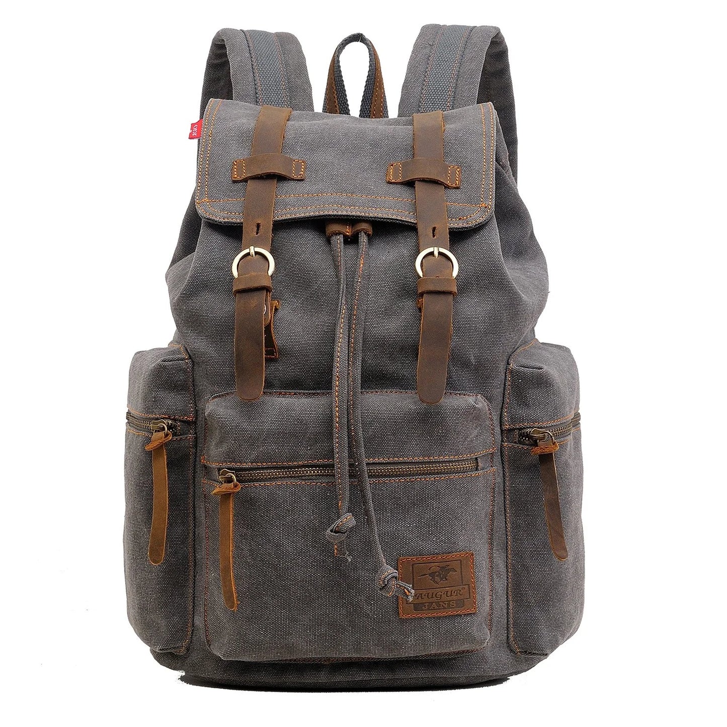 Sac à Dos Toile & Cuir Véritable Homme – Style Rétro Vintage, Compatible Laptop 14"