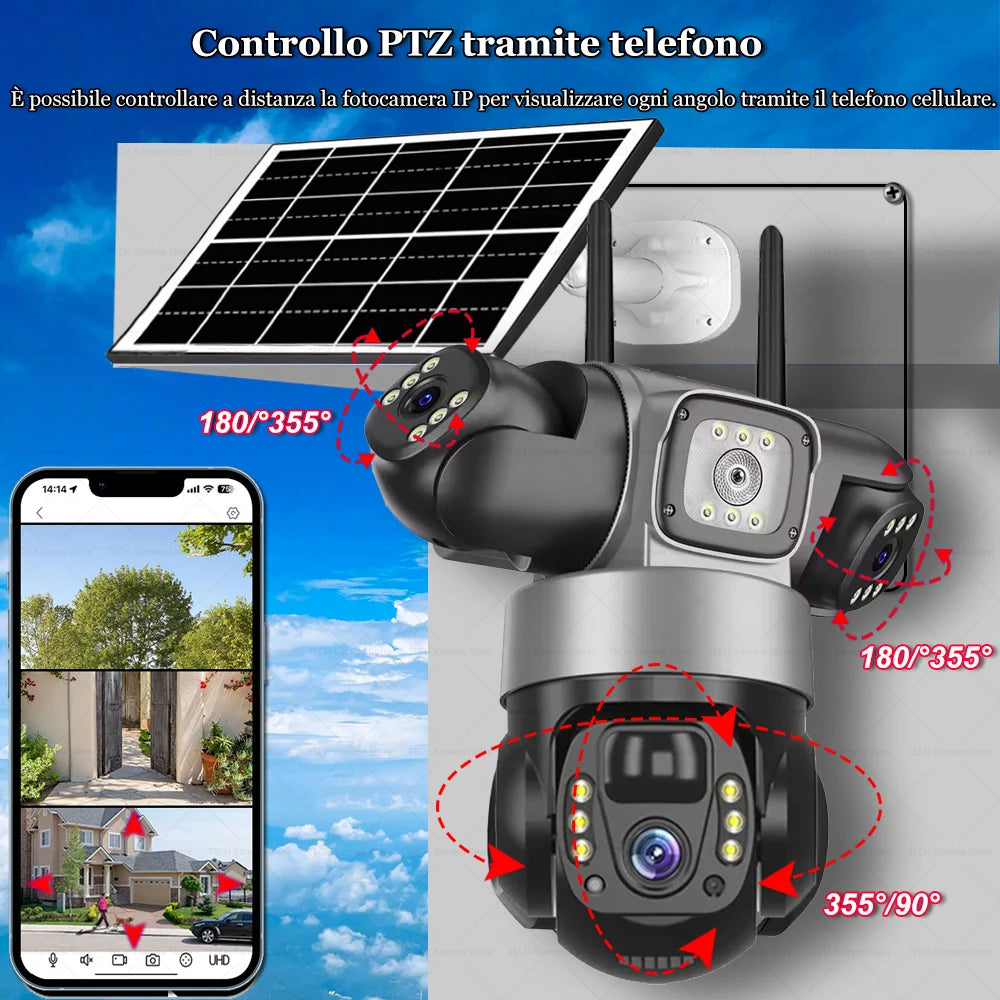 Caméra Solaire 4G Extérieur — Surveillance PTZ 360° Sans Fil, 3 Objectifs, Vision Nocturne - BLACKBEARD OUTDOOR INDUSTRIES