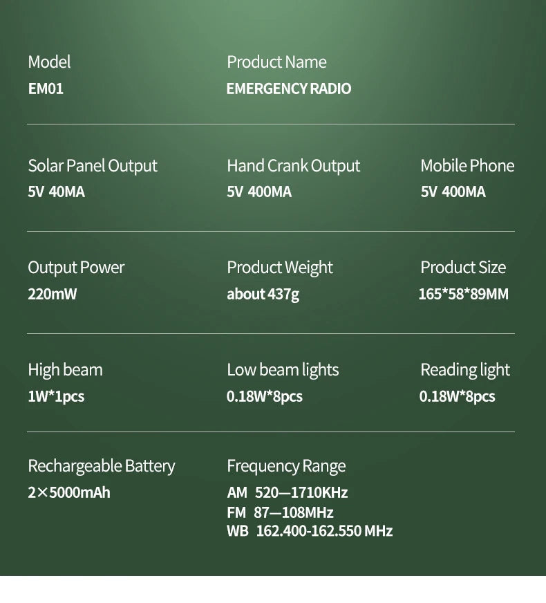 radio multifonction de survie solaire AM, FM et NOAA Ma boutique