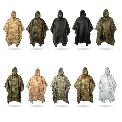 Poncho de Pluie Tactique Militaire - Imperméable, Polyvalent, avec Capuche Ajustable et Sac de Rangement BLACKBEARD OUTDOOR INDUSTRIES