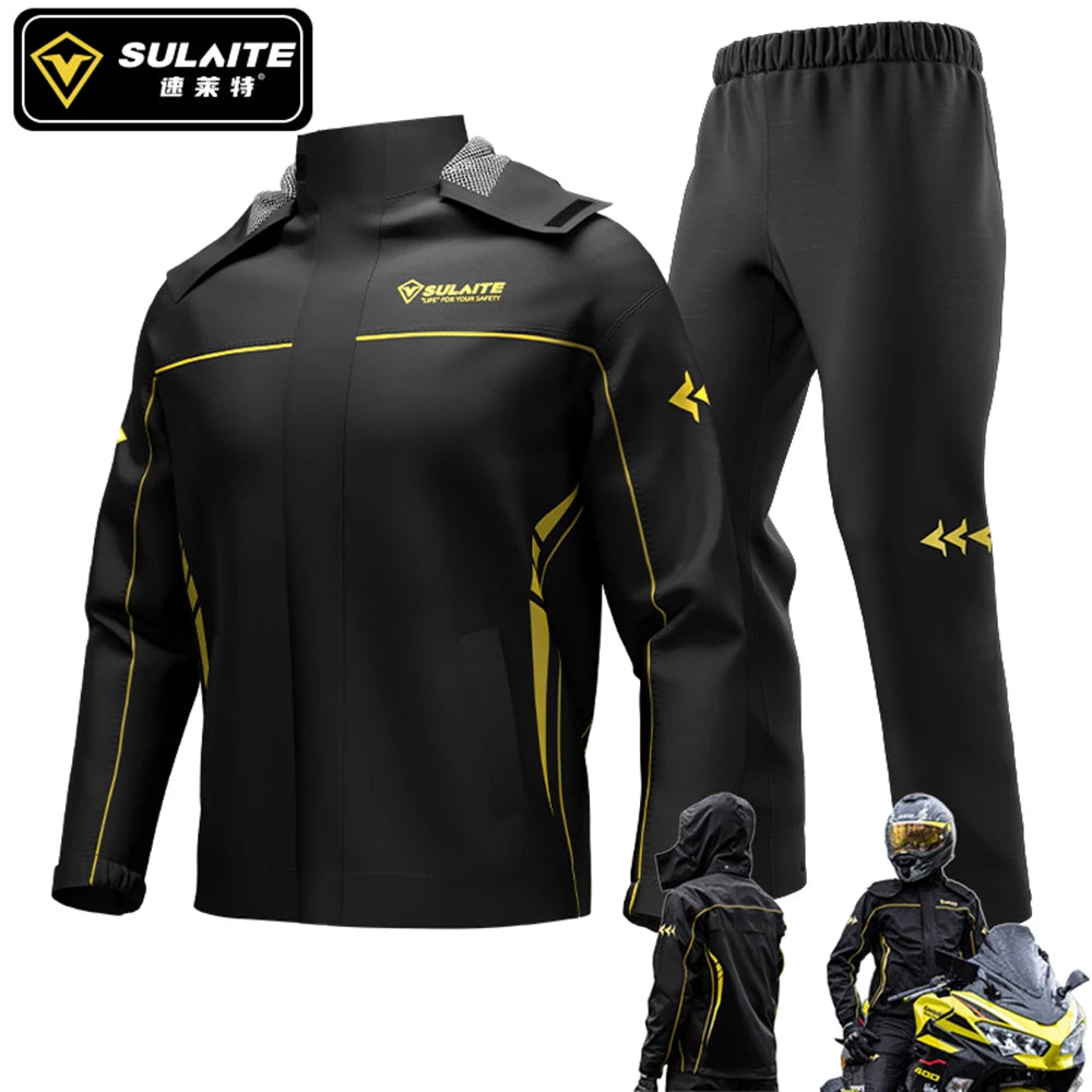 Combinaison Pluie Moto SULAITE 2 Pièces — Imperméable TPU, Bandes Réfléchissantes 360° | Unisexe M à XXXL - BLACKBEARD OUTDOOR INDUSTRIES