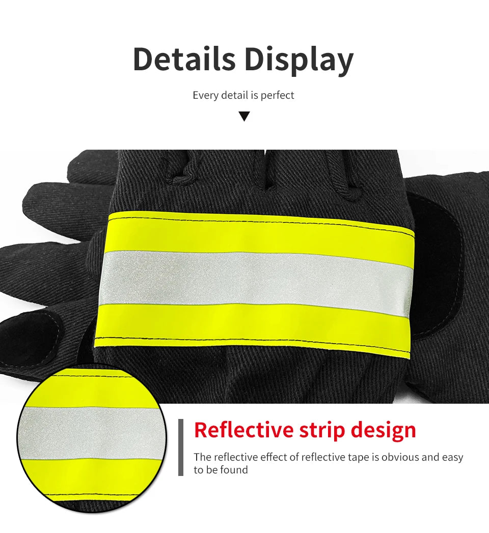 Gants Ignifuges Pompier — Aramid Anti-Feu, Bande Réfléchissante - BLACKBEARD OUTDOOR INDUSTRIES